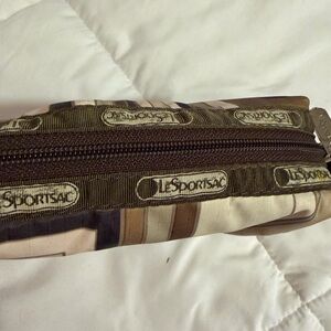Vintage LeSportsac Brown Multi-Color makeup vanity amenity Bag